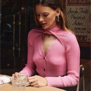 Wynn Hamlyn Loop Neck Rib Knit Cardigan XS